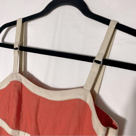 Women’s Coral With Beige Trim Summer Dress Sun Dress S - Picture 6 of 10
